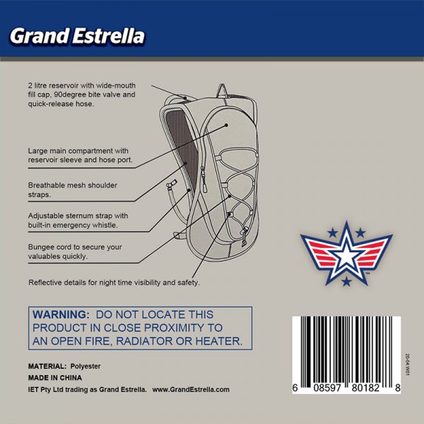 Grand Estrella Sports Hydration Back Specs
