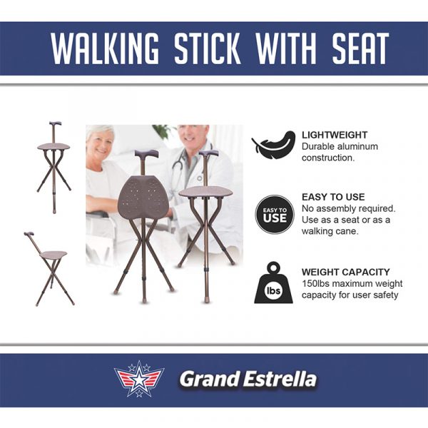 Grand Estrella Walking Stick with Seat